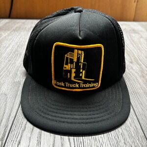 Fork Truck Training Trucker Hat Vintage Black Mesh Snapback Forklift Patch Cap